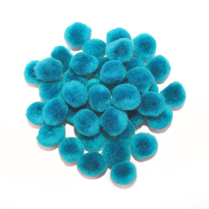 0.75 inch Turquoise Mini Craft Pom Poms 100 Pieces - artcovecrafts.com