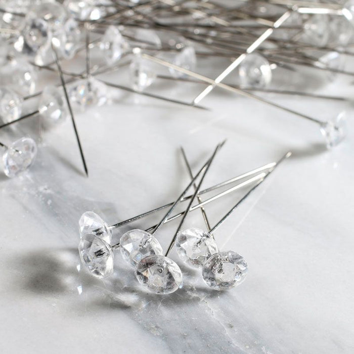 1.5 inch Clear Diamond Corsage Pins 144 Pieces - artcovecrafts.com