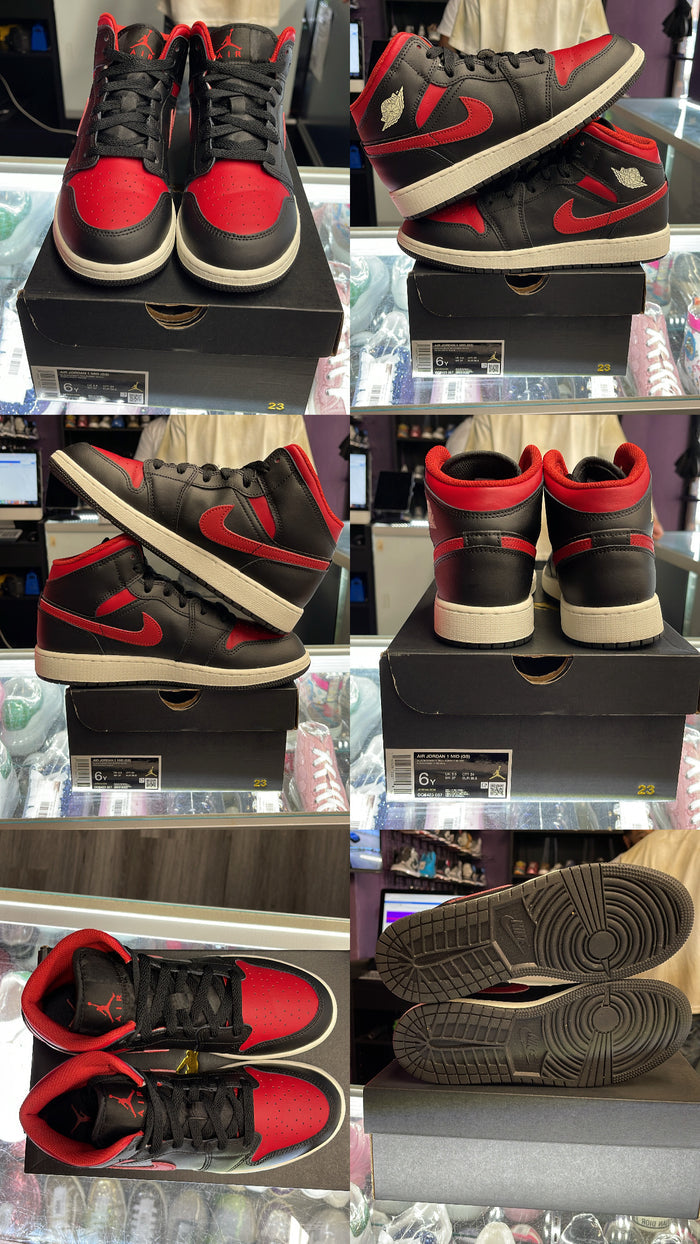 2024 Jordan 1 Mid "Black Summit White Varsity Red" (GS)