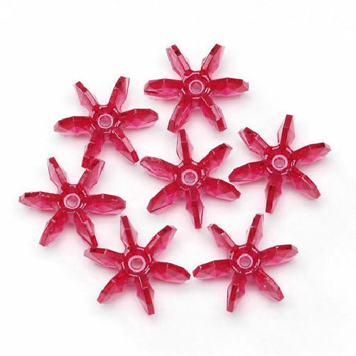 25mm Transparent Christmas  Red Starflake Beads 144 Pieces - artcovecrafts.com