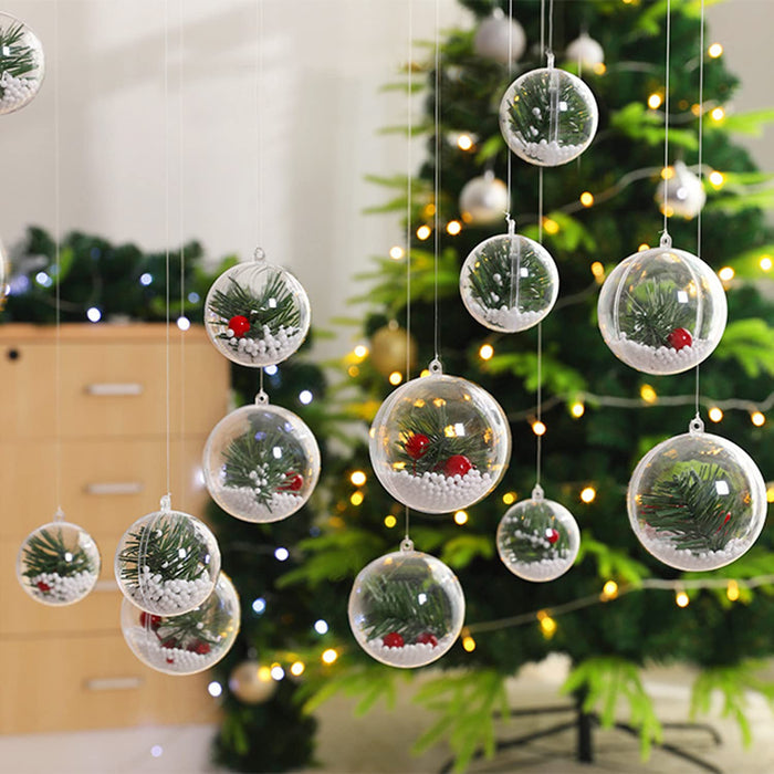 3.25 inch 80mm Clear Fillable Plastic Ornament Balls for Crafts 12 Pieces