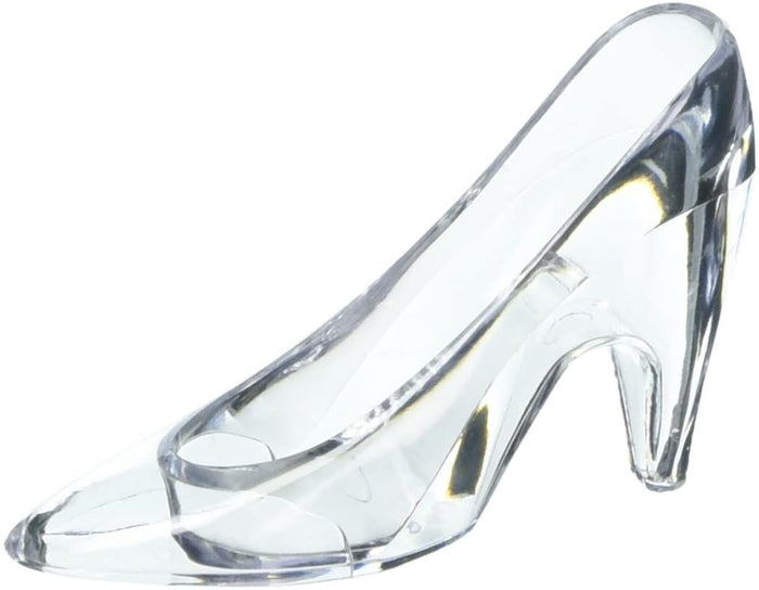 3.5 inch Mini Clear Plastic High Heel Cinderella Slipper 12 Pieces - artcovecrafts.com
