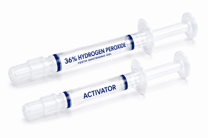 36% hydrogen peroxide teeth whitening gel with activator syringe