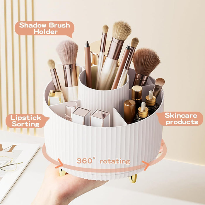360 Rotating Makeup Brush Holder & Organizer  Countertop Storage For Cosmetics & Skincare 8 Colours 🇨🇳