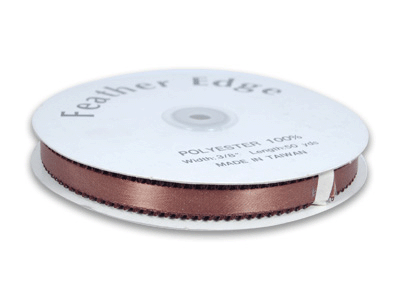 3/8 inch Brown Picot Edge Satin Ribbon 50 Yard Roll - artcovecrafts.com