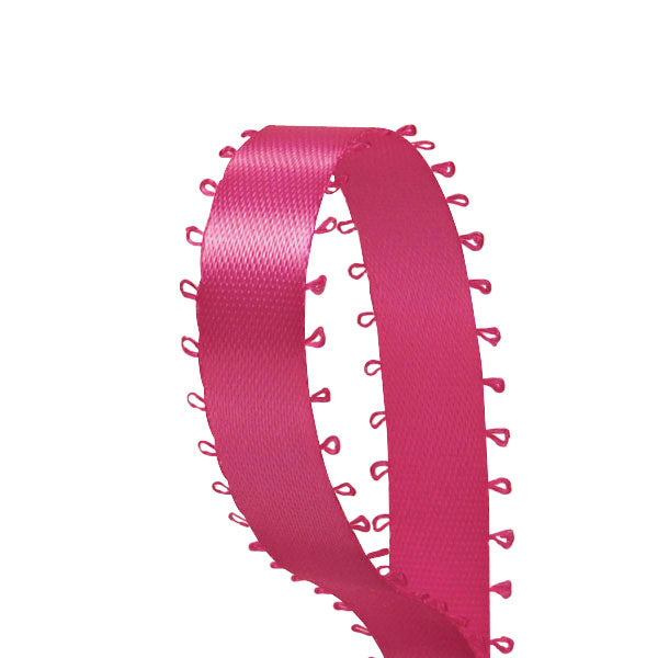 3/8 inch Fuchsia Picot Edge Satin Ribbon 50 Yard Roll - artcovecrafts.com