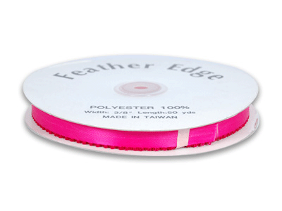 3/8 inch Hot Pink Picot Edge Satin Ribbon 50 Yard Roll - artcovecrafts.com
