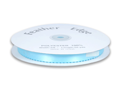 3/8 inch Light Blue Picot Edge Satin Ribbon 50 Yard Roll - artcovecrafts.com