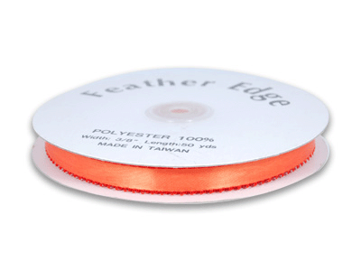 3/8 inch Orange Picot Edge Satin Ribbon 50 Yard Roll - artcovecrafts.com