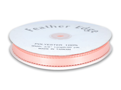 3/8 inch Peach Picot Edge Satin Ribbon 50 Yard Roll - artcovecrafts.com