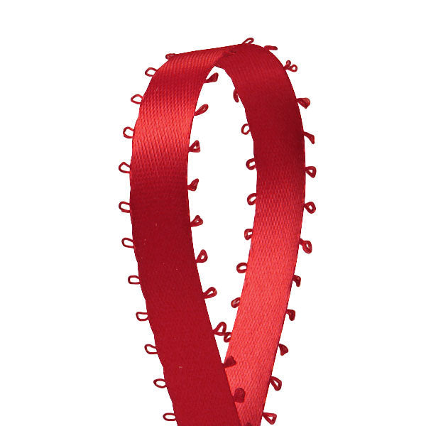 3/8 inch Red Green Picot Edge Satin Ribbon 50 Yard Roll - artcovecrafts.com