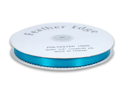 3/8 inch Turquoise Picot Edge Satin Ribbon 50 Yard Roll - artcovecrafts.com