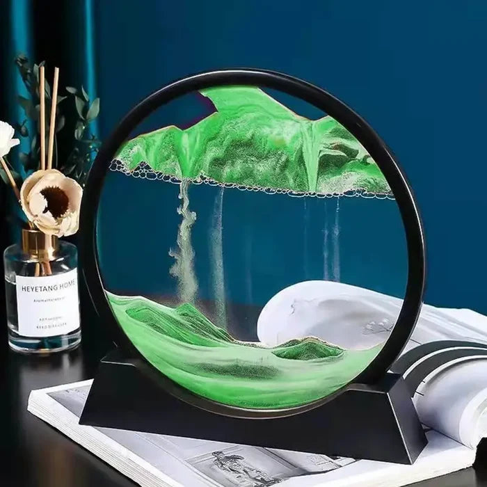 3D Dynamic Moving Sand Painting round glass stand 🇨🇳