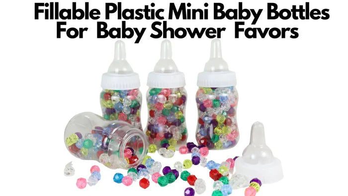4.25 Fillable Plastic Mini Baby Bottles White Cap 12 Pieces Baby Shower Shower Favors