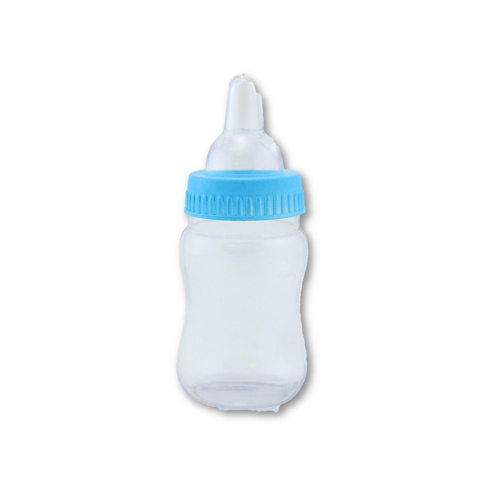4.25 inch Fillable Plastic Mini Baby Bottles Blue Cap 12 Pieces Baby Shower Shower Favors - artcovecrafts.com