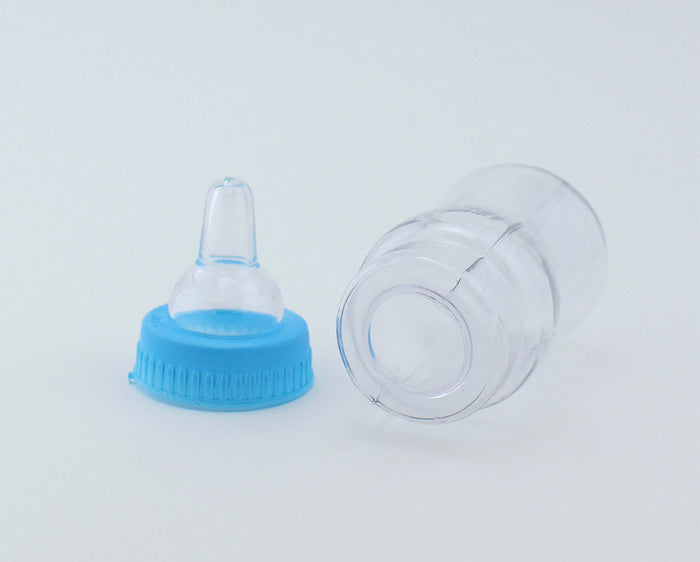 4.25 inch Fillable Plastic Mini Baby Bottles Blue Cap 12 Pieces Baby Shower Shower Favors - artcovecrafts.com