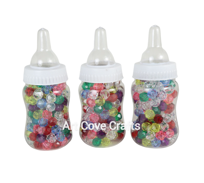 4.25 inch Fillable Plastic Mini Baby Bottles Bulk White Cap 24 Pieces Baby Shower Shower Favors - artcovecrafts.com