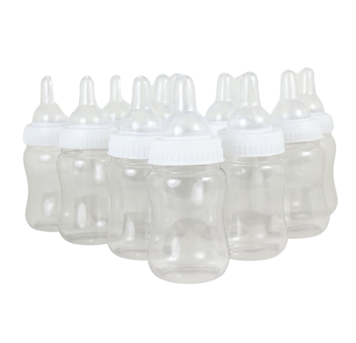 4.25 inch Fillable Plastic Mini Baby Bottles Bulk White Cap 24 Pieces Baby Shower Shower Favors - artcovecrafts.com