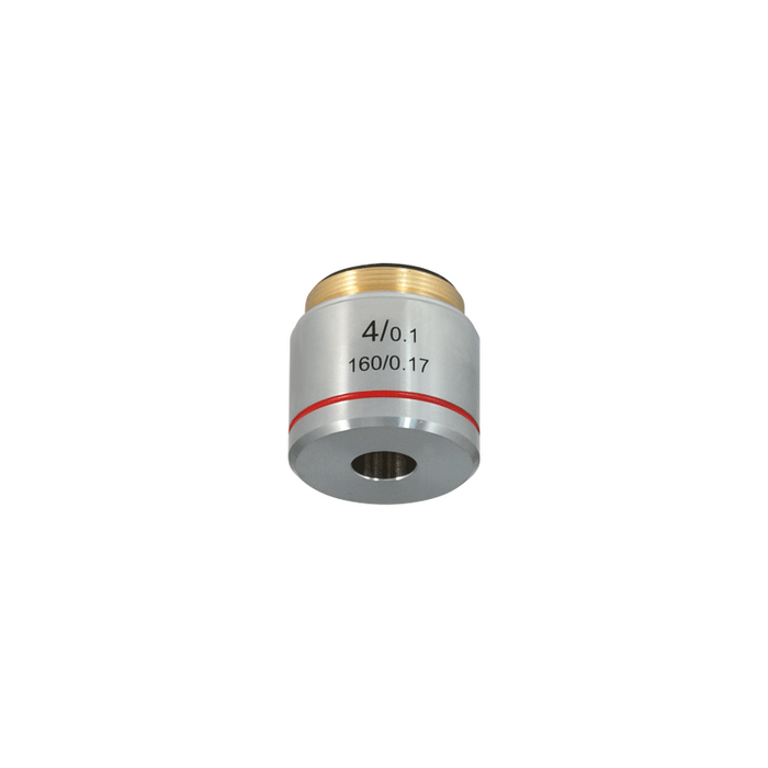 4X Achromatic Microscope Objective Lens Working Distance 21.5mm, SKU BM05043211, three quarter front view