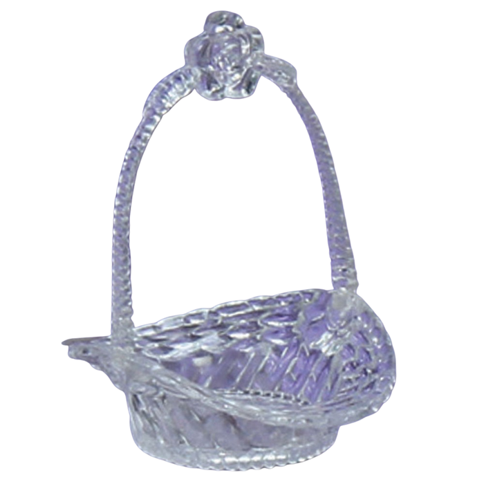 5 inch Clear Plastic Mini Basket with Flower Handle