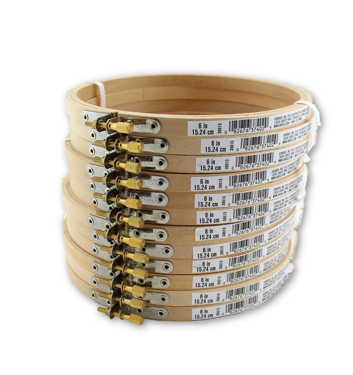 6 inch Round Wooden Embroidery Hoops Bulk Wholesale 12 Pieces - artcovecrafts.com