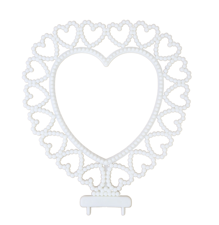7 Inch White Plastic Hearts Background Cake Topper