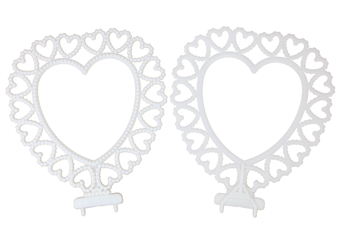 7 Inch White Plastic Hearts Background Cake Topper 12 Pieces