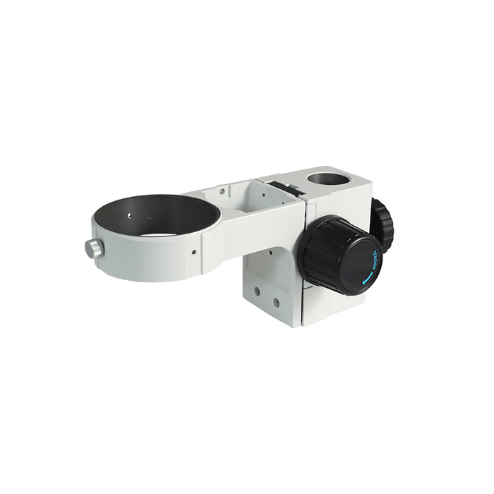 76mm E-Arm, Microscope Coarse Focus Block, 32mm Post Hole, SKU SA02041102, three quarter front view
