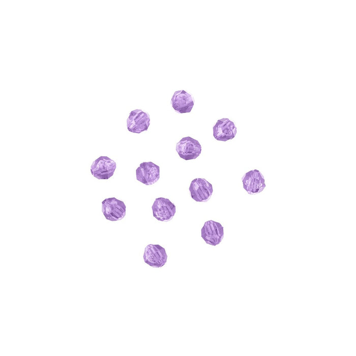 8mm Faceted Plastic Beads Transparent Lt Amethyst Bulk 1,000 Pieces - artcovecrafts.com