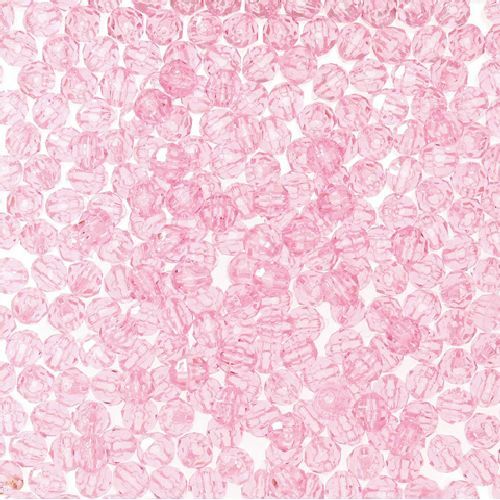 8mm Faceted Plastic Beads Transparent Pink Bulk 1,000 Pieces - artcovecrafts.com