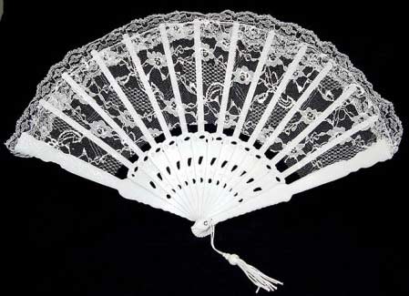 9 Inch White Lace Folding Fans 12 Pieces Great Wedding Fans - artcovecrafts.com