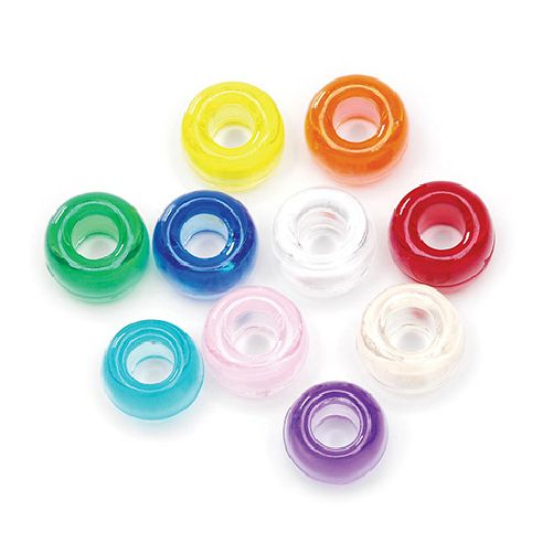 9mm Clear Multi Color Pony Beads Bulk 1,000 Pieces
