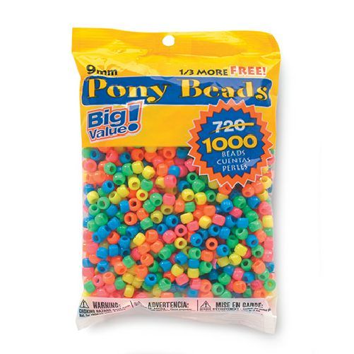 9mm Multi Neon Colors Pony Beads Bulk 1,000 Pieces - artcovecrafts.com