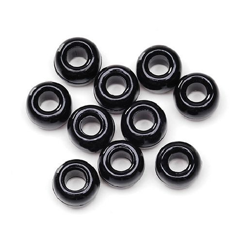 9mm Opaque Black Plastic Pony Beads Bulk