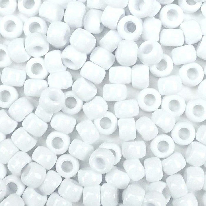 9mm Opaque White Pony Beads Bulk 1,000 Pieces