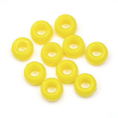 9mm Opaque Lemon Plastic Pony Beads Bulk