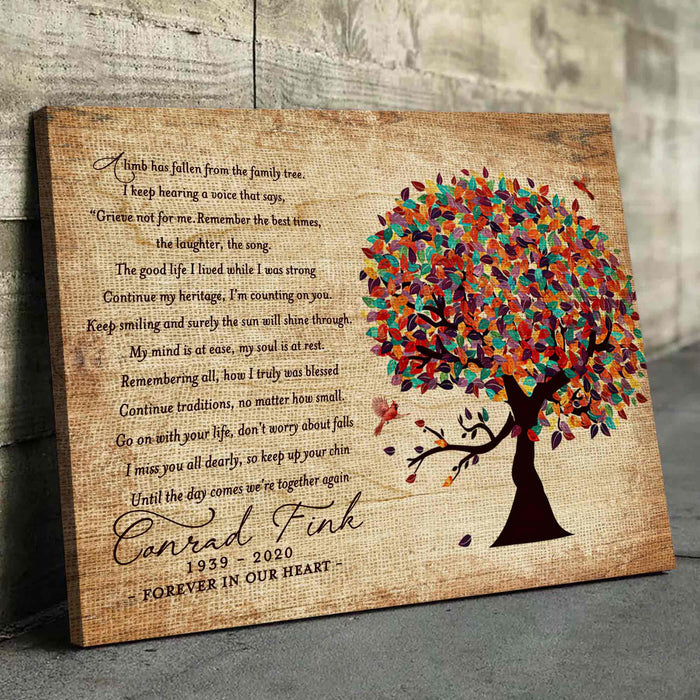 A Limb Has Fallen Personalized Sympathy Gifts, In Loving Memory Canvas Gifts