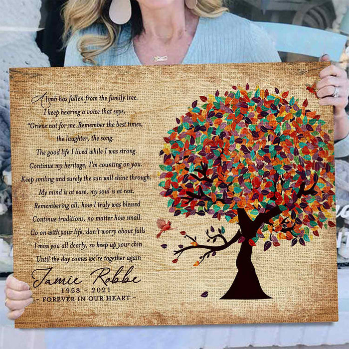 A Limb Has Fallen Personalized Sympathy Gifts, In Loving Memory Canvas Gifts