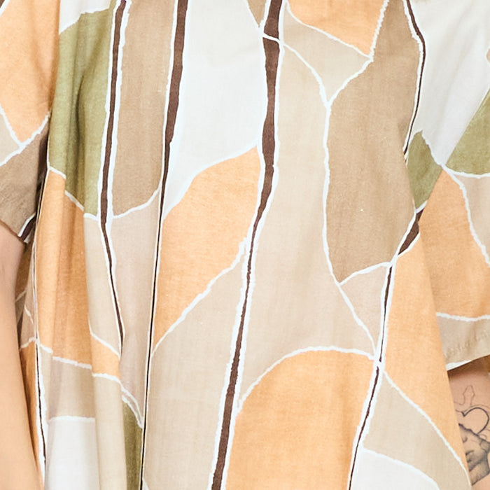 Abstract mosaic printed loose midi dress wholesale