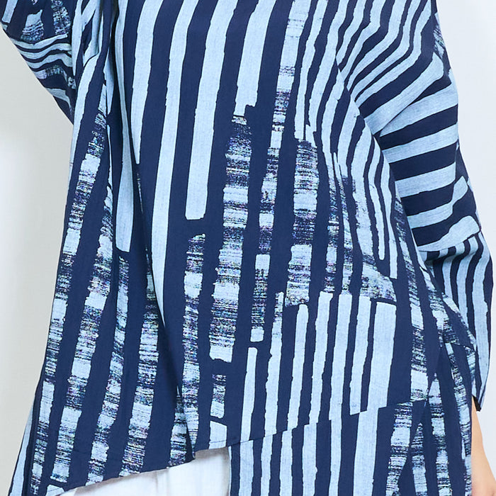 Abstract striped layered asymmetric blouse wholesale