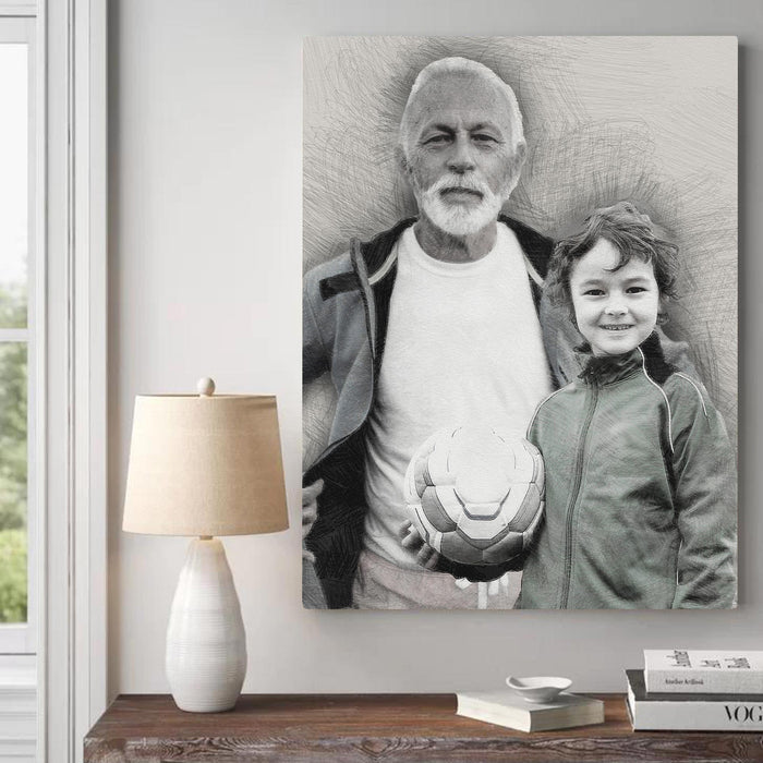 Add Deceased Loved One To Photo Memorial Canvas, Drawing Family Photo Portrait Canvas, Canvas Family Portrait
