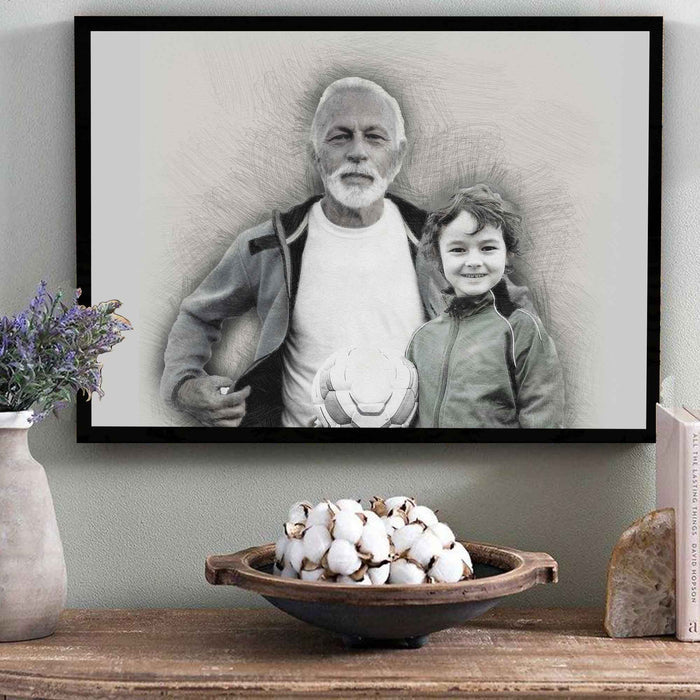 Add Deceased Loved One To Photo Memorial Canvas, Drawing Family Photo Portrait Canvas, Canvas Family Portrait