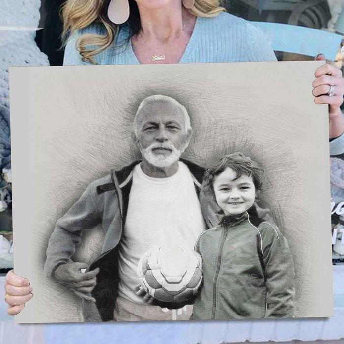 Add Deceased Loved One To Photo Memorial Canvas, Drawing Family Photo Portrait Canvas, Canvas Family Portrait