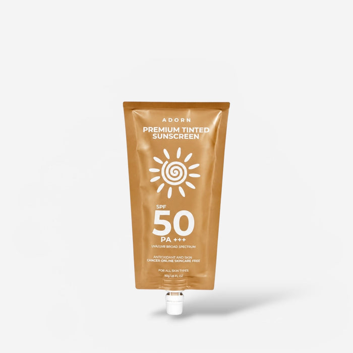 Adorn Premium Tinted Sunscreen 50g واقي الشمس الملون الفاخر من أدورن - Princess Cosmetics Qatar