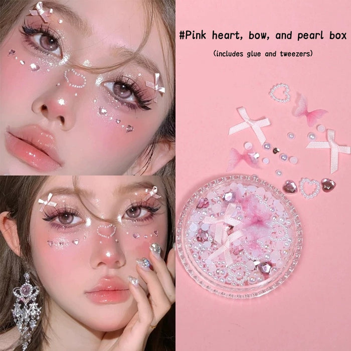 #Pink heart bow and pearl box