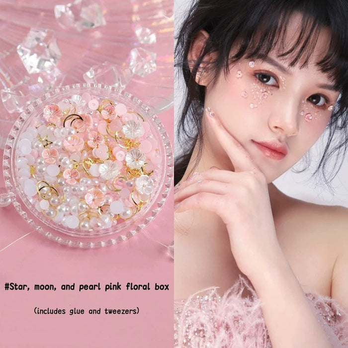#Star moon and pearl pink floral box