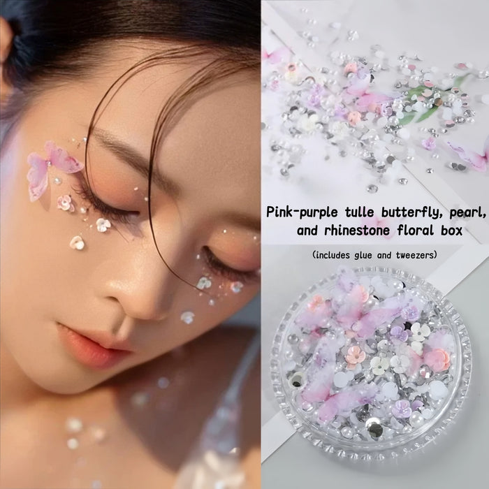 AmazingGirl Glittery Sequin Pearl Butterfly Face Makeup Stickers T5907