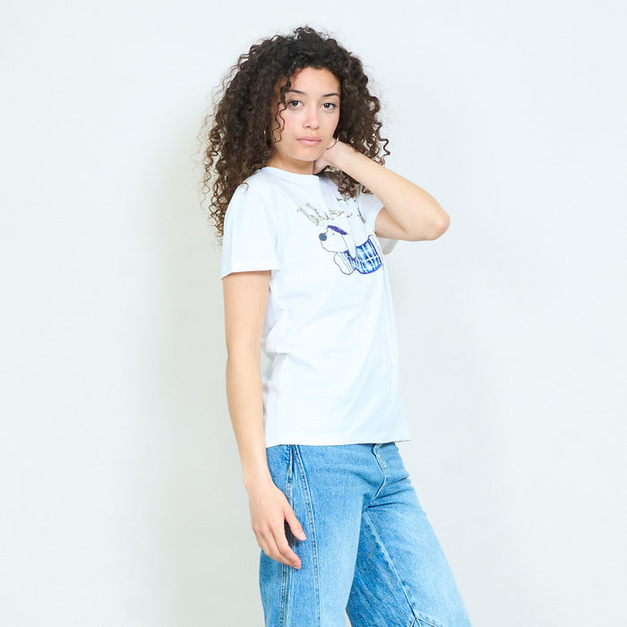 Animalia graphic dog chequered print "Black" relaxed t-shirt wholesale