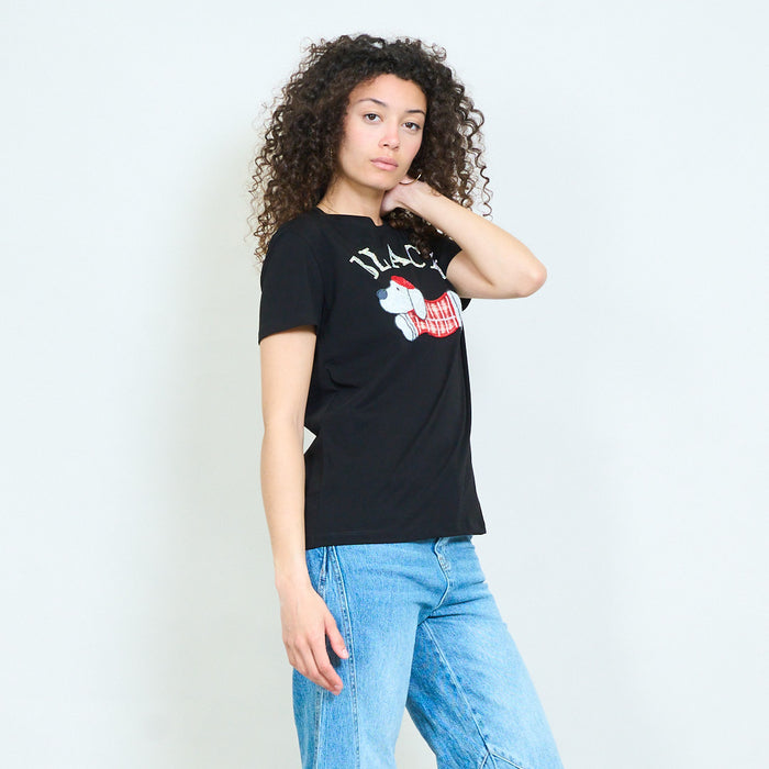 Animalia graphic dog chequered print "Black" relaxed t-shirt wholesale