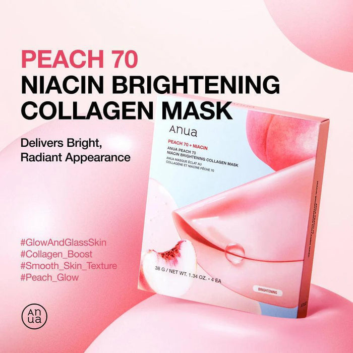 ANUA Peach 70 Niacin Brightening Collagen Mask 4 ea